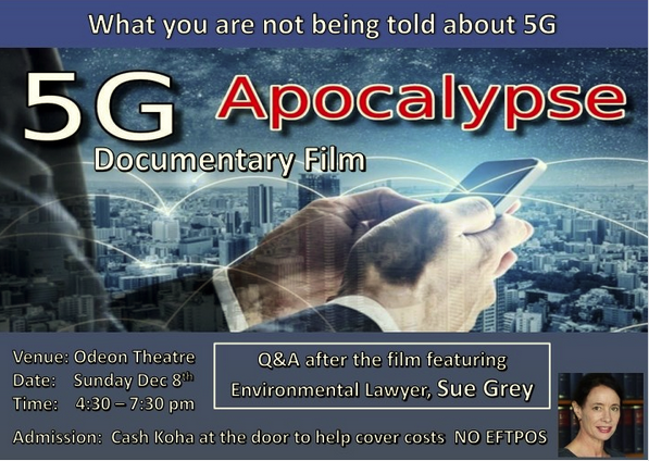 Gisborne – 5G Apocalypse film screening plus Q&A with Sue Grey on Sunday 8 December 2019