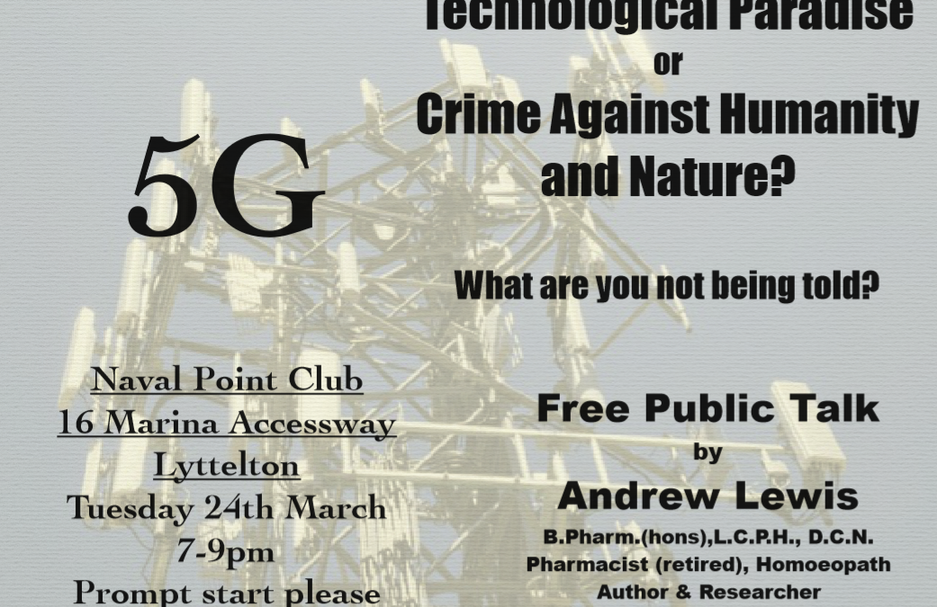 Lyttelton, Christchurch FREE talk on 5G Tuesday 24 March 2020